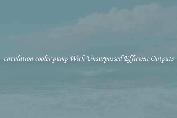 circulation cooler pump With Unsurpassed Efficient Outputs