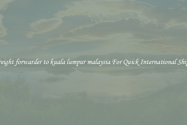 sea freight forwarder to kuala lumpur malaysia For Quick International Shipping
